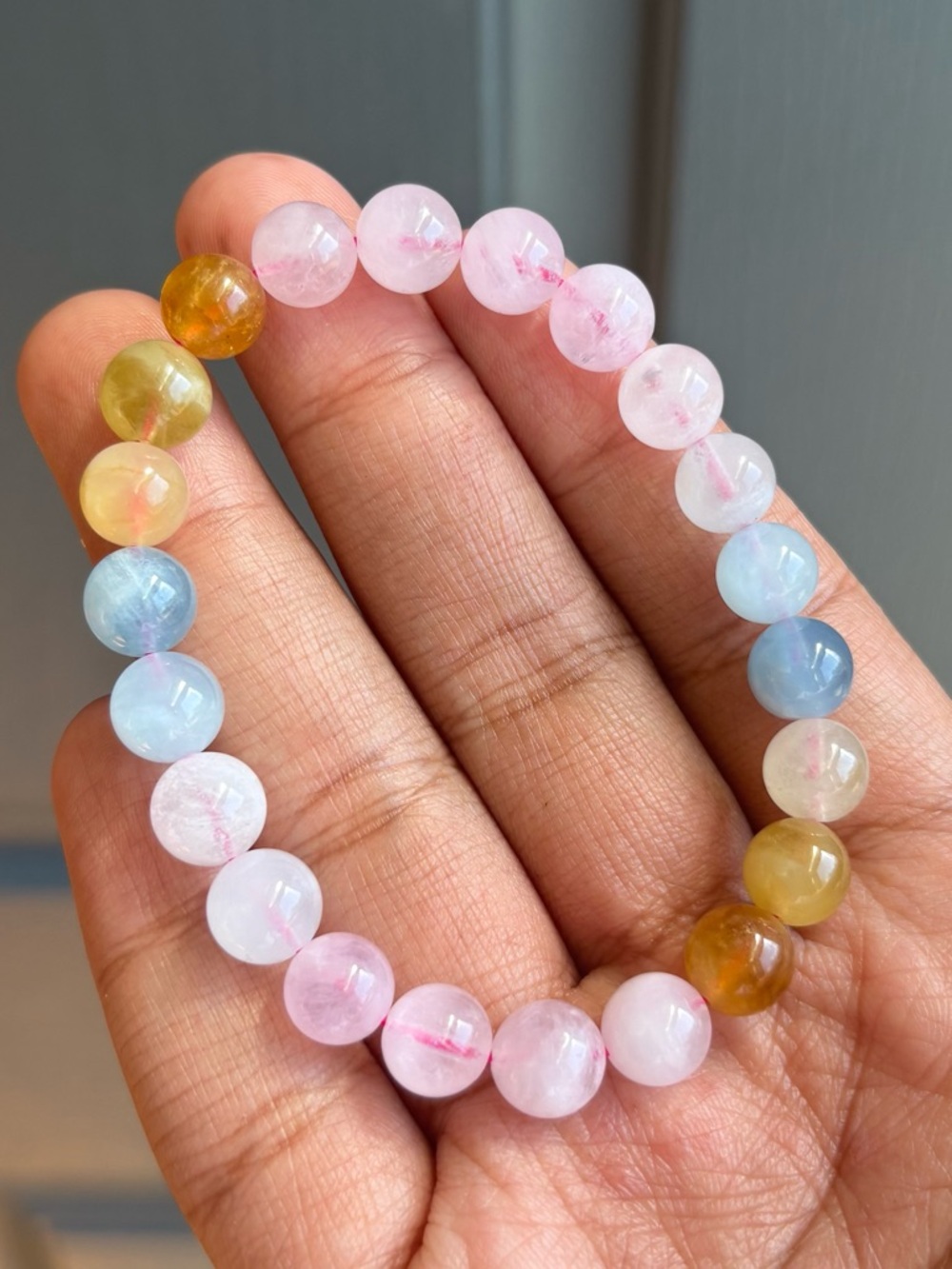 Morganite Crystal Bracelet 9mm